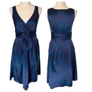 Marc Jacobs Blue and Purple Silk Fit and Flare Midi Dress| Size 6